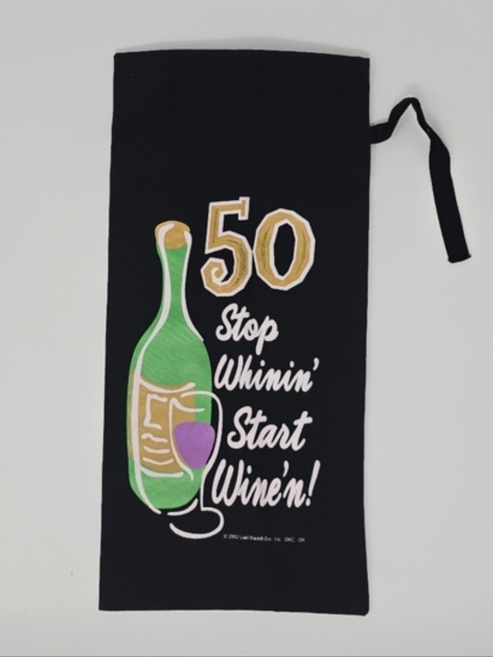 Funny 50th Birthday Black Fabric Wine Bottle Gift Bag Stop Whinin' Start Wine'n